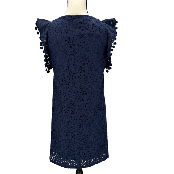 Charter Club V Neck Cap Sleeve Tassel Trim Lace Sheath Dress - Blue - size PP - Picture 3 of 9